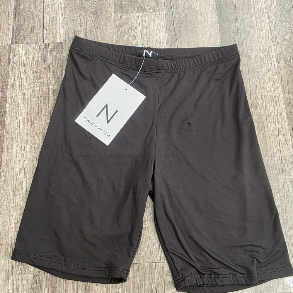 Nwt NAKED WARDROBE Bike Shorts Black Lagenlook Active Yoga Skims Shapewear